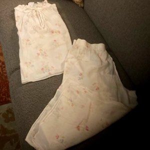 Polo Ralph Lauren Floral Peasant Top & Capri 2-Piece Cotton Pajama Set NWT